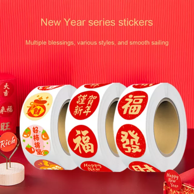 500pcs New Year Ambience Fortune Stickers New Year Self-Adhesive Seal Labels