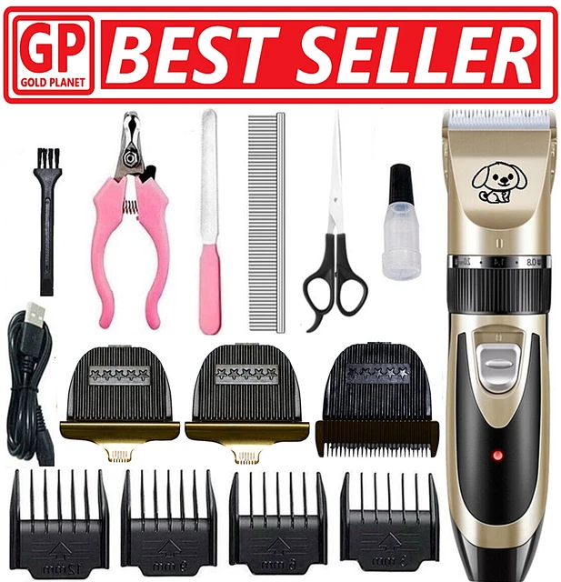 Dog Cat Pet Grooming Kit Rechargeable Cordless Electric Hair Clipper Trimmer Set