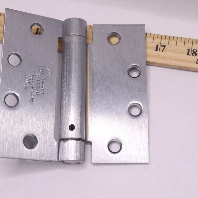 (2PK) COMMERCIAL SPRING Hinge With Square Corner Satin Chrome 41/2" x