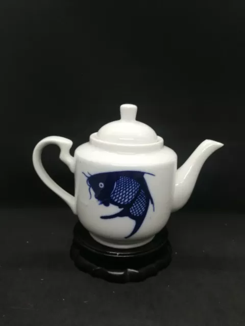 Vintage Chinese Hand-painting Fish Porcelain Tea Pot