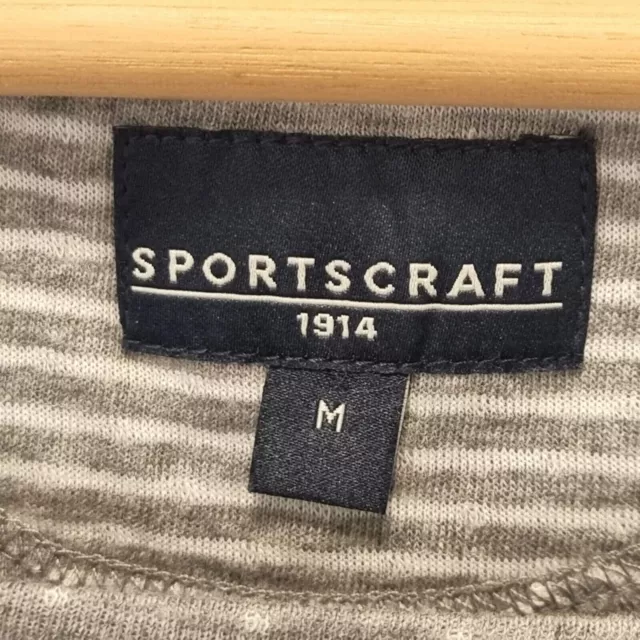 SPORTSCRAFT LADIES TOP T Shirt Size M (12) Long Sleeve Grey Stripe ...