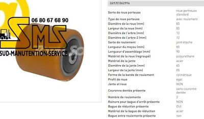 Jungheinrich GALET ROUE TRANSPALETTE JUNGHEINRICH EJE 116 118 120 dim 82 70 75 20 mm PIECE 