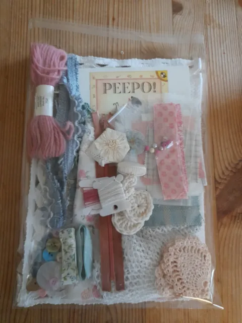 Large Themed Slow Stitch Kit/Journal Sew Mixed Media Scrap Bag Bundle