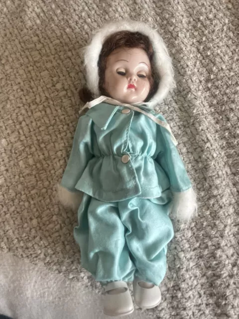 Vintage 1958 Vogue Ginny Doll Blue & Faux Fur Snowsuit #1152. NO DOLL