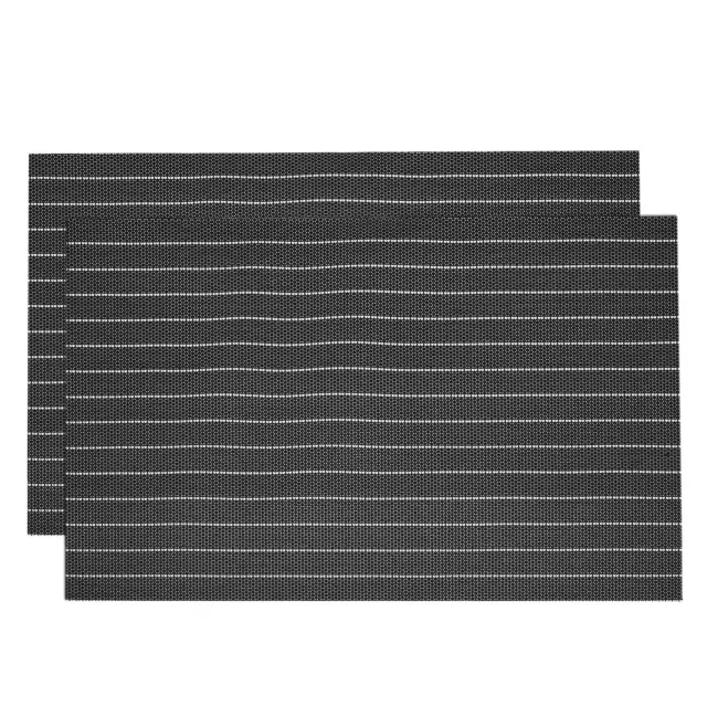 Individuales Manteles, 450x300mm Juego de 2pzs PVC Lavable Tejido Mantel Negro