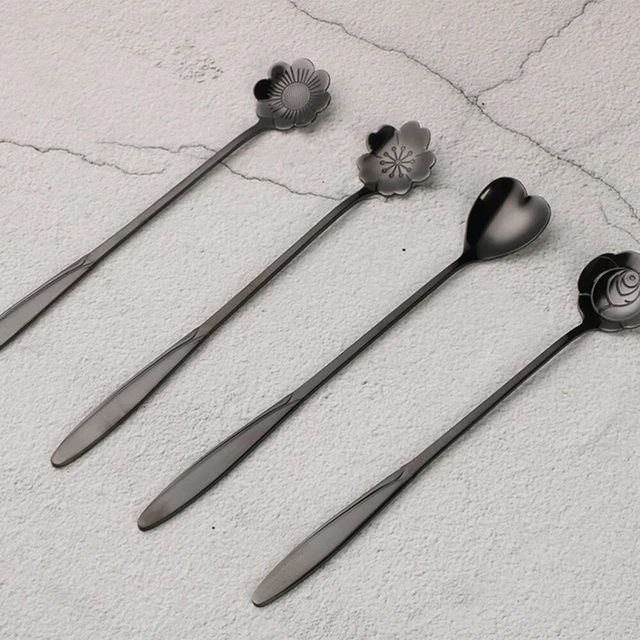 4 piezas/juego de cucharas de acero inoxidable cucharas de mango largo
