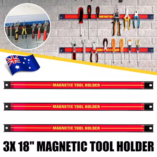 3X 46cm Magnetic Tool Holder Bar Organizer Storage Rack Wall Mounted Work Expert