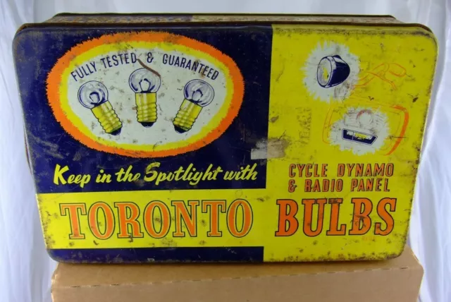 Toronto Bulb Advertising Tin Garage Shed Automobilia Torch cycle bicycle