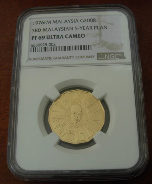 Malaysia 1976 FM Gold 200 Ringgit NGC PF69UC 3rd Malaysian 5-Year Plan (KA)