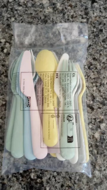 IKEA KALAS 18 Pastel Flatware Set Plastic Forks Spoons & Knives NEW! BPA free