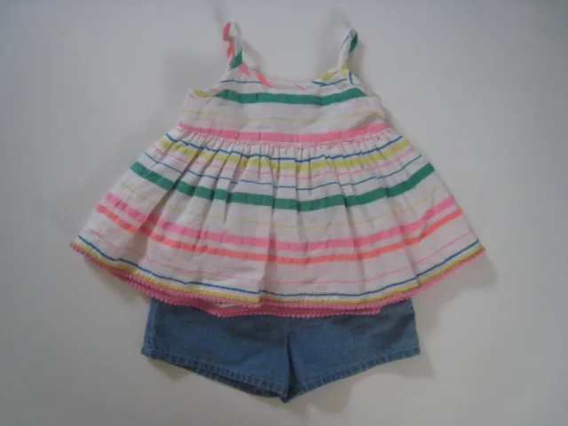 F&F Baby Girls Shorts & Tunic Top 2 Piece Outfit Set Bundle - 3-6 Months