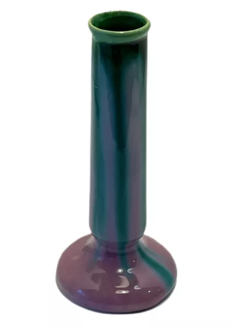 1980’s Purple & Teal Memphis Design, Drip Glaze, Art Studio Pottery Bud Vase