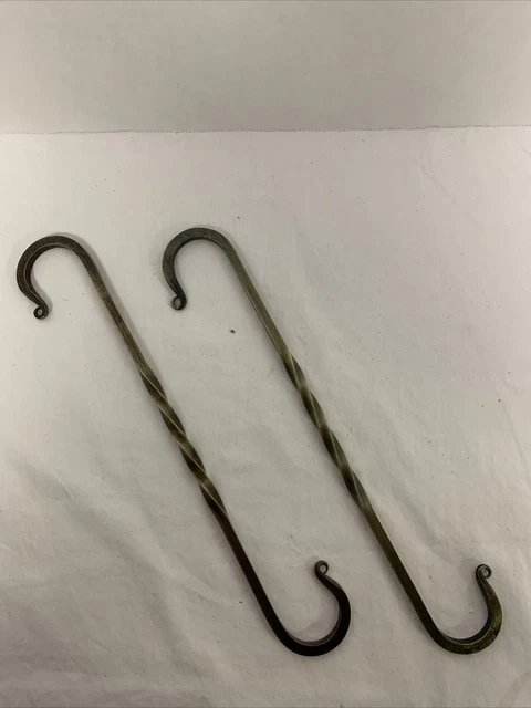 S Hooks Set of 2, 12 Inch hand forged blacksmith twisted s hook campfire pot 2