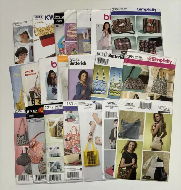 21 Sewing Patterns Crafts Purses Bags Totes Vogue Burda Simplicity McCalls UNCUT