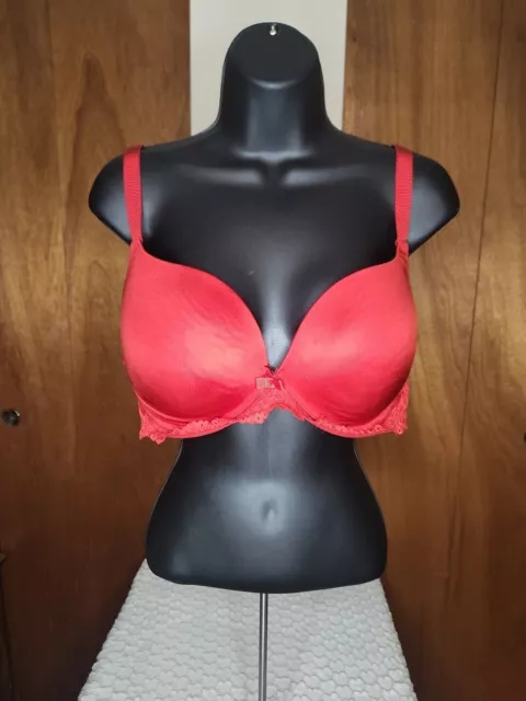 Auden Red Plunge Coverage Push-Up Bra Size 42C Padded Underwire Intimates Casual
