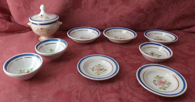 vintage LOT MINI ASSIETTE jouet ancien poupée DINETTE en decors BLANC