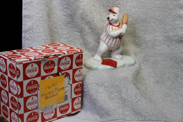 Vintage COCA COLA Polar Bear Figurine “Always Playing Baseball”#176451 1996
