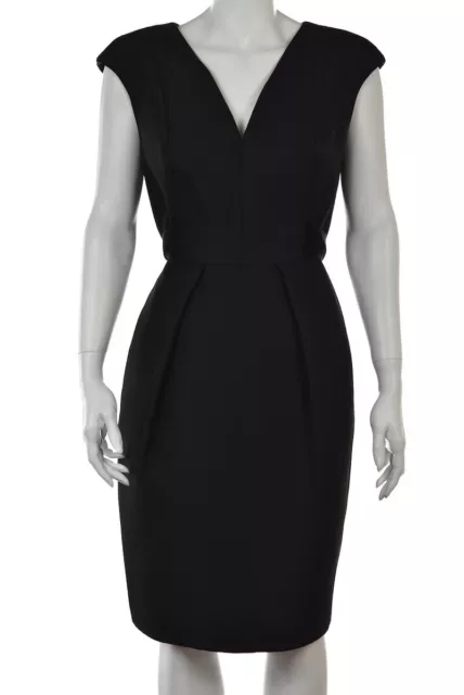 NEW Carmen Marc Valvo Womens Dress Size 10 Black Sheath Knee Length Cap Sleeve