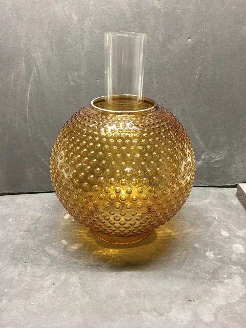 Vintage Amber Hobnail Open GWTW Glass Lamp Shade 2