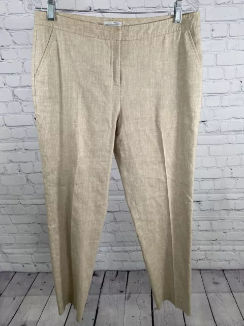 Halogen Beige Linen Blend Taylor Fit Slash Pocket Dress Pants Womens size 10