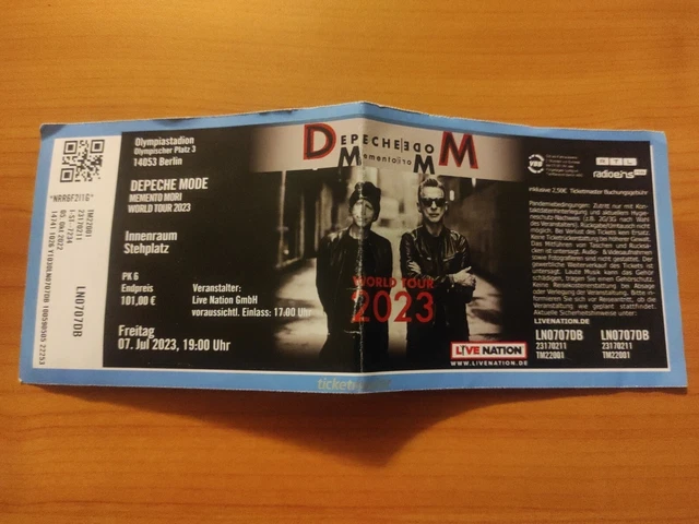 Depeche Mode Tour 2023 Berlin Tickets SAMMLER USED TICKET Depeche Mode Memento Mori Tour 2023 Berlin 7.7.23