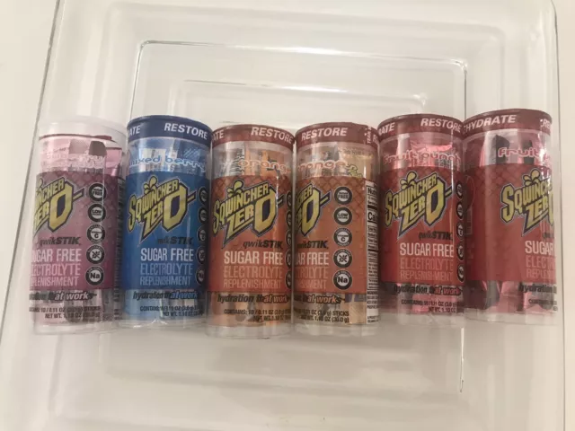 60pks Sqwincher ZERO Qwik Stik Sugar Free Electrolyte Powdered Beverage 6 tubes