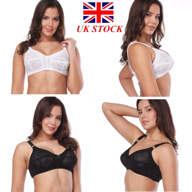 LADIES WIRE FREE Non Padded Lace Bra Balcony Full Cup Plus Size Lingerie D  E F G £9.98 - PicClick UK