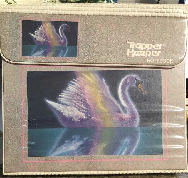 Vintage Mead Trapper Keeper Notebook Swan Water Portfolio 3 Ring Binder