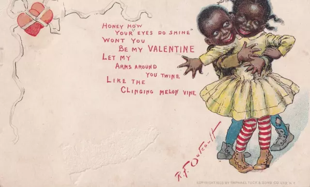 Vintage Postcard VERY RARE RF Outcault Black Americana Valentine See Pics A3