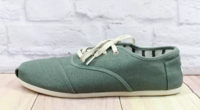 Toms Women's Green Canvas Lace Up  Low Top Slip On Casual Shoes Size 12