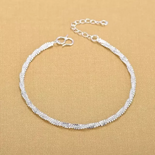 Bracelet argent (ou chaîne cheville) "Whipped Silver Cream" - Env de Fr immédiat