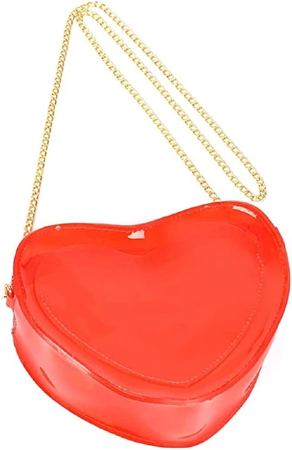 Cute Heart Shape Girls Womens Vegan Leather Small Handle Satchel Crossbody Purse 4