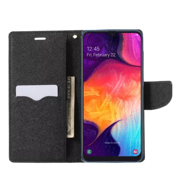 Hülle für Samsung Galaxy A50 SM-A505F Buch Tasche Klapp Handy Flip Case Schutz 2