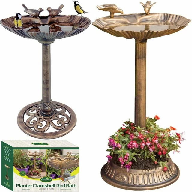 BIRD BATH & Feeder Pedestal Free Standing Garden Bird bath Tray Outdoor