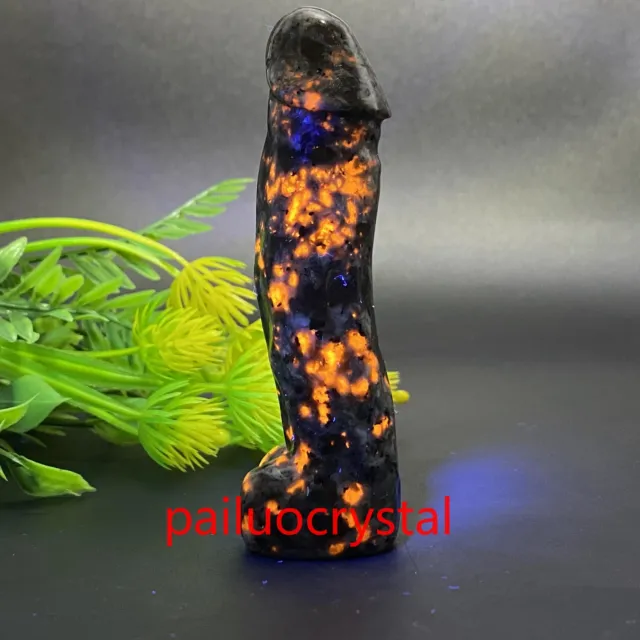 1X Natural Yooperite Flame's Stone male penis Quartz Crystal Skull Massager 3.8"