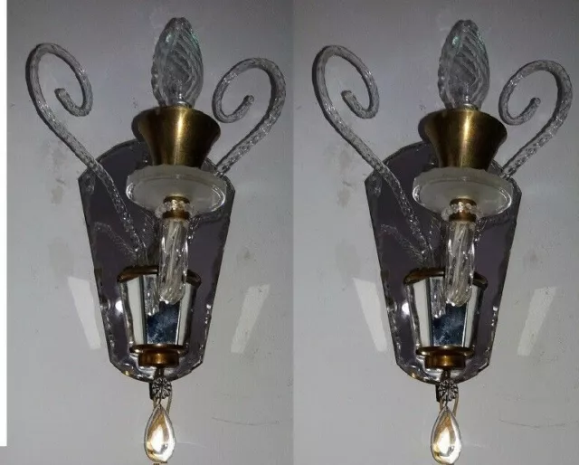 Stupenda coppia appliques specchietto d'epoca anni 30 - Old mirror sconces 30' 2