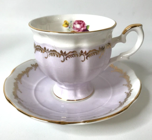 Vintage Crown Staffordshire Bone China Footed Tea Cup Saucer Floral England