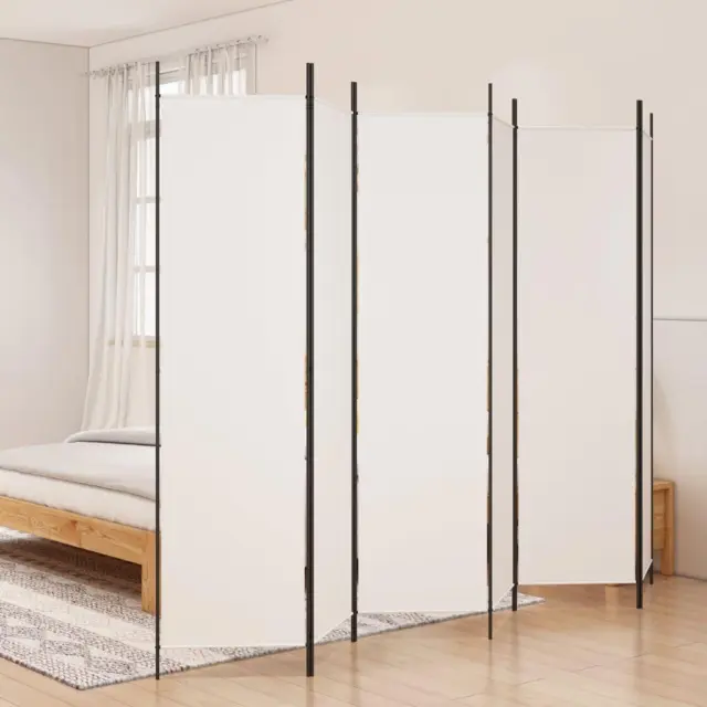 White Fabric 6-Panel Room Divider Privacy Screen Paravent - 300x200 cm
