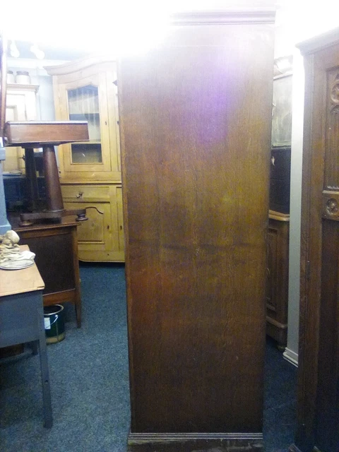 Large Old Antique Oak Old Charm Mens Wardrobe With Original Key 3