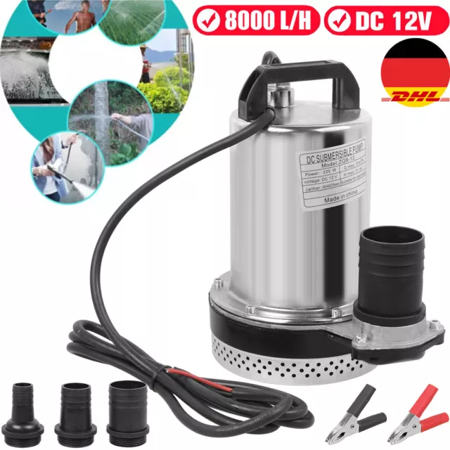 220W 12V 8000L/H Tauchpumpe Wasserpumpe Pumpe Hoher Lieferdruck Fischzucht Pumpe