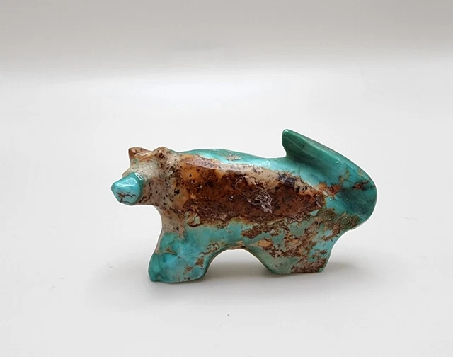 Saul Yuselew Turquoise Mountain Lion Zuni Fetish