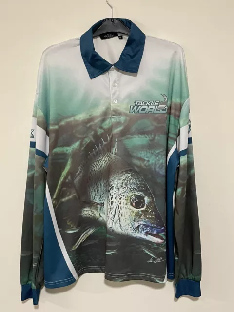 RARE Tackle World Adult Long Sleeve Fishing Shirt - Jersey Size XL. Perch