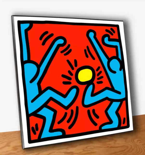 Quadro Pannello mdf Keith HARING Pop Shop Calciatori Stampa su Legno (OUTLET)