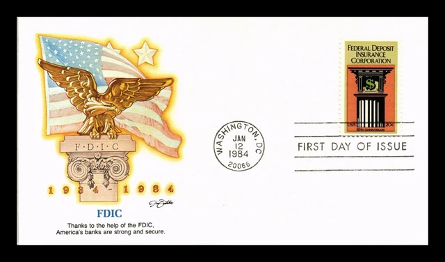 Us Cover Fdic 50Th Anniversary Fdc Scott 2071 Fleetwood Cachet