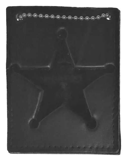 BOSTON LEATHER CUSTOM BADGE CUTOUT / ID HOLDER NECK CHAIN: 5 Point Star Cutou...