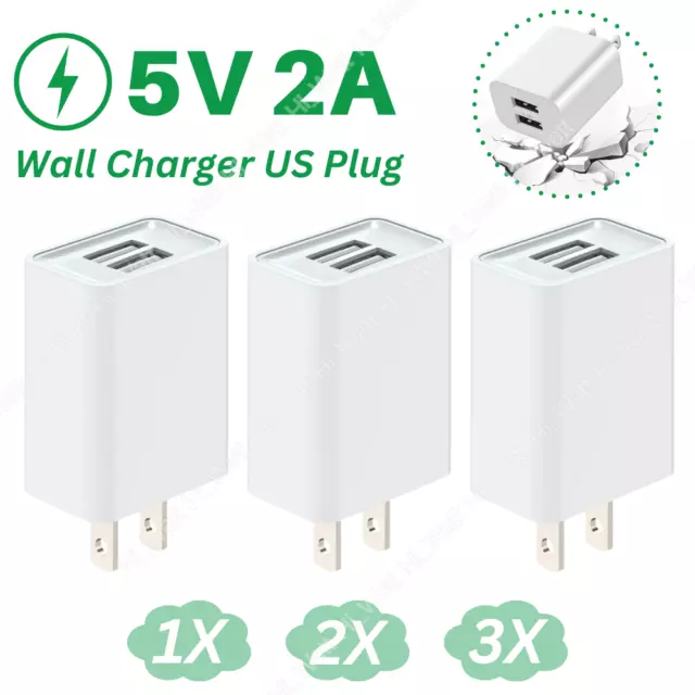 Universal Travel 5V 2A Dual USB AC Wall Home Charger Power Adapter US Plug Lot