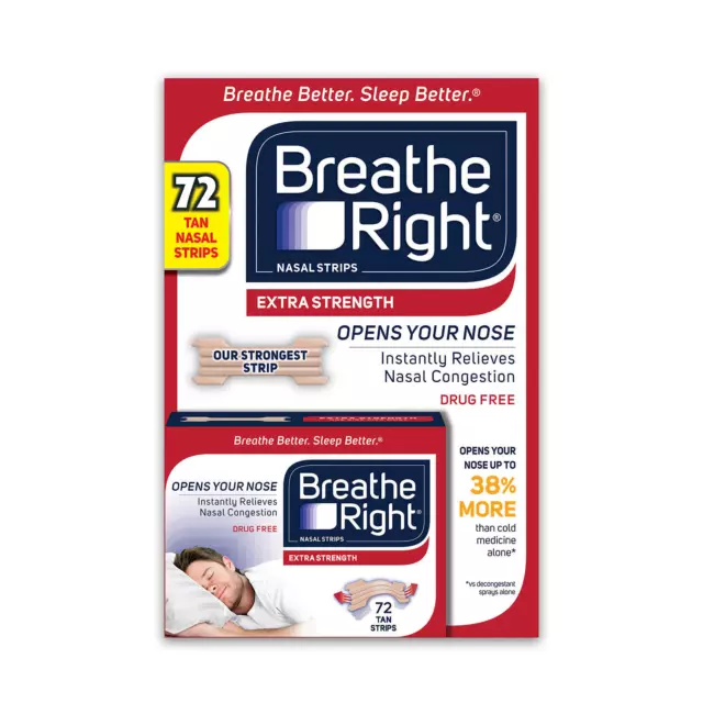 Breathe Right Nasal Strips Large Tan - Extra Strength - Ships World Wide