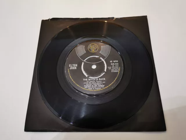 elton john the bitch is back 7" vinyl record very good condition