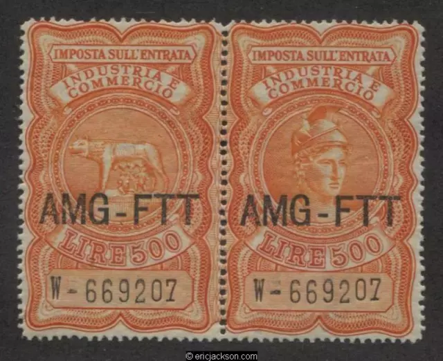 Trieste Industry & Commerce Revenue Stamp, FTT IC93 se-tenant pair, mint, F
