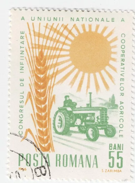 Romania Agriculture Wheat Farm Tractor stamp 1962 RM